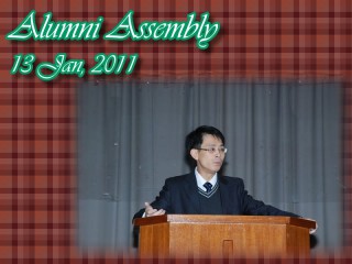 Alumni sharing at whole school assembly