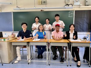 Alumni and former staff coaching our three students for the 21st Century Cup National English Speaking Competition (NESC) (Hong Kong Region) Finals and Awards Ceremony 2023