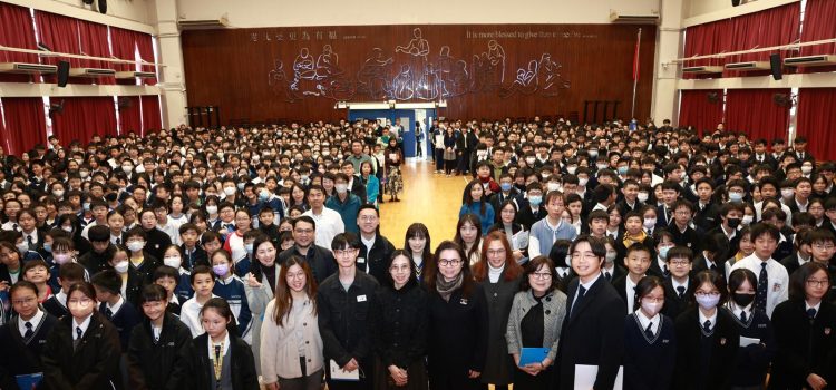 Alumna Ms. Wendy LI sharing at the Morning Assembly